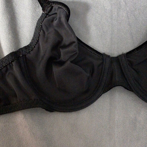 Vintage Warner’s Velvet Beware Bra 34B Black Velvet 2524 Unlined Underwire - Picture 6 of 8